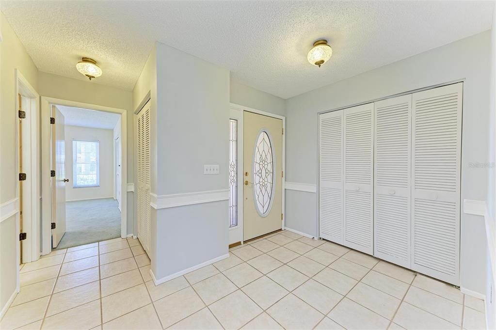 Front entry hall with large coat closet.