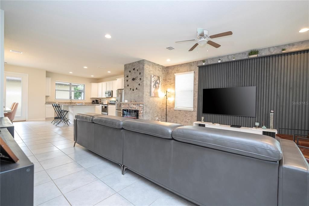 Another view of family room showing open concept.