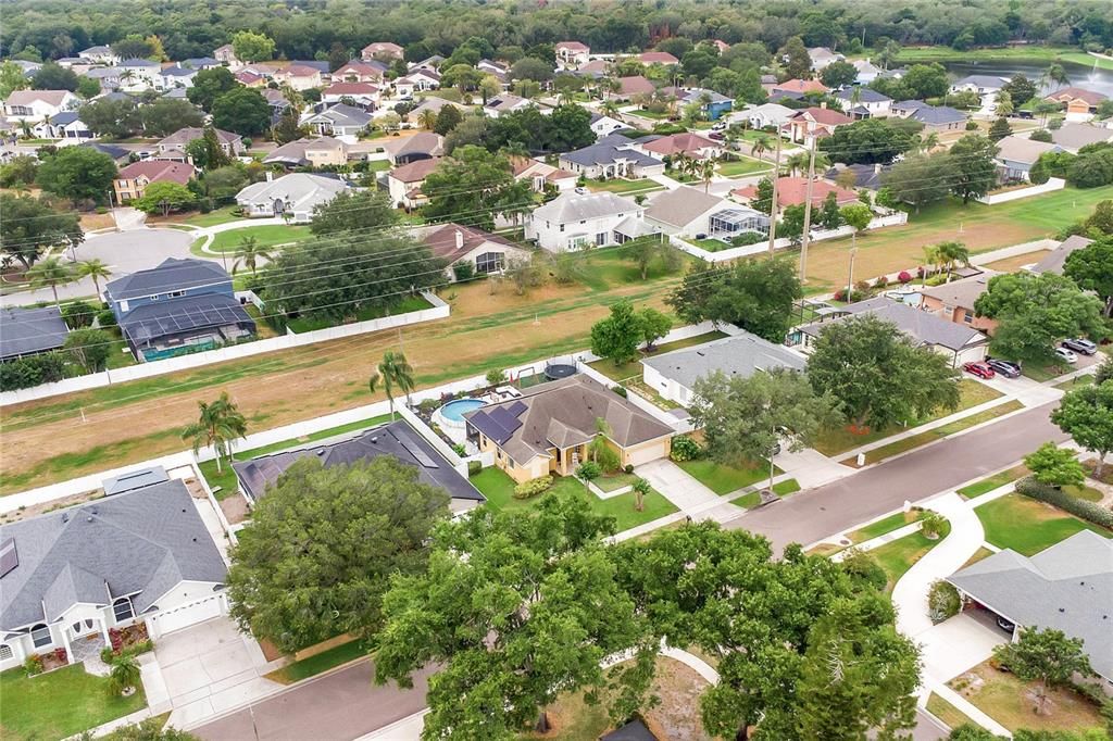 Aerial view of lot with no rear neighbors
