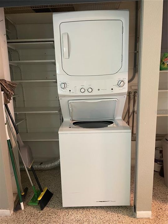 Close up of stackable washer and dryer.