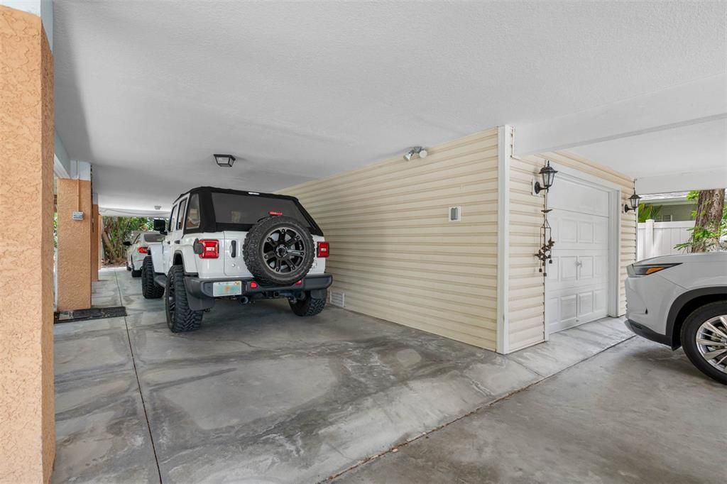 Apt 1 - right side garage and covered parking,  Apt 2 - left side parking