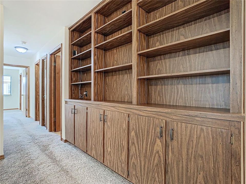 Built-in shelving in the living room