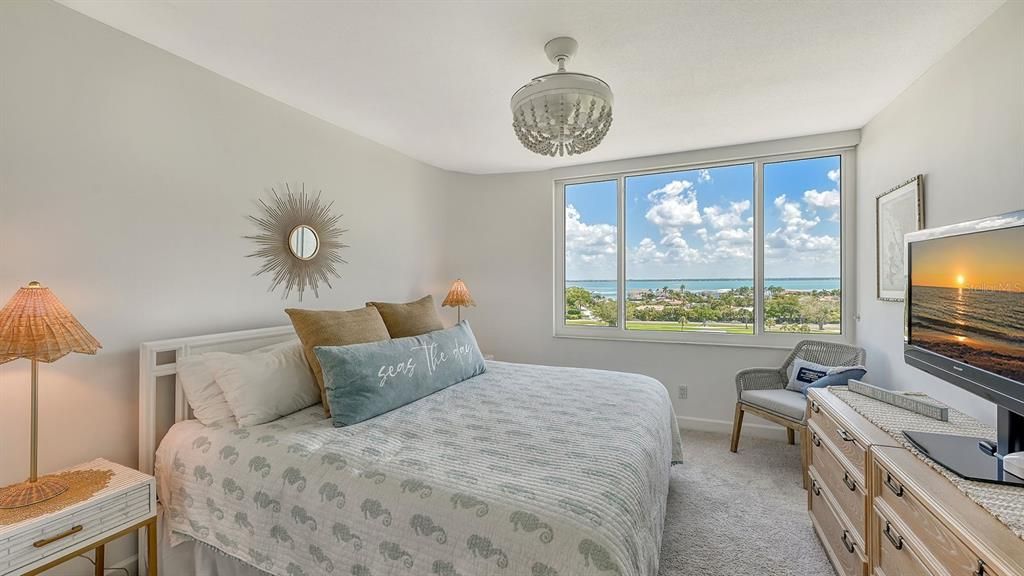 Guest bedroom - with view of golf course and Sarasota Bay.