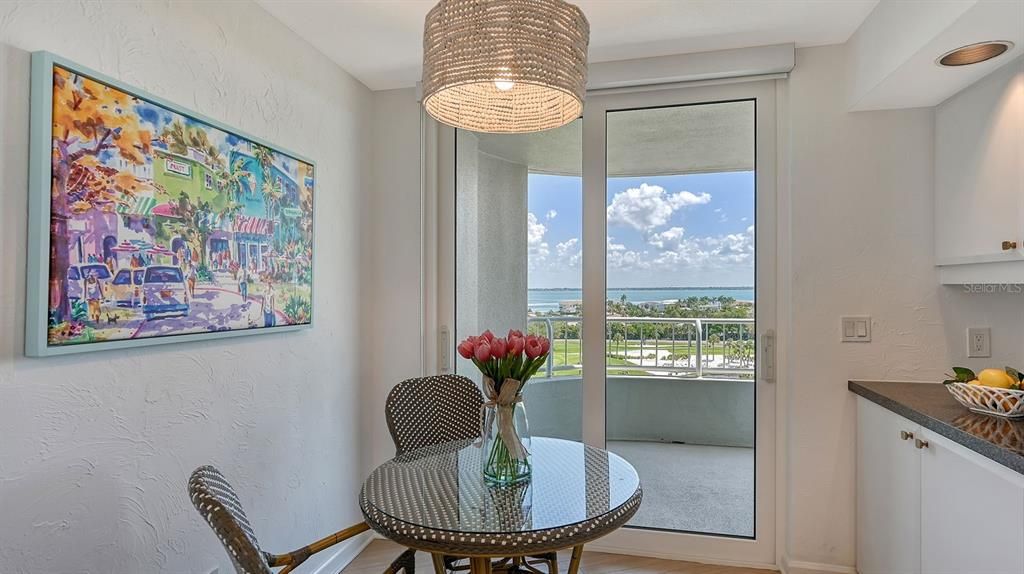 Dining area in kitchen - with Bay and golf course views.