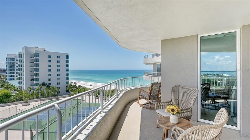 Ultimate relaxation with a view of the Gulf and sandy beach.