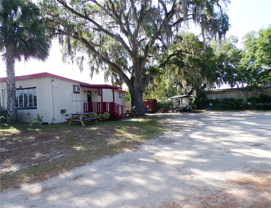 Back of Building with picnic tables