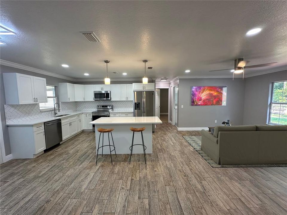 Great Room and Kitchen - Virtually Staged