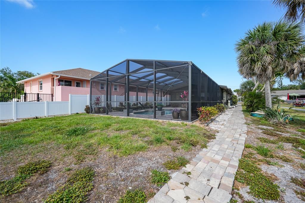 paver walkway to main home