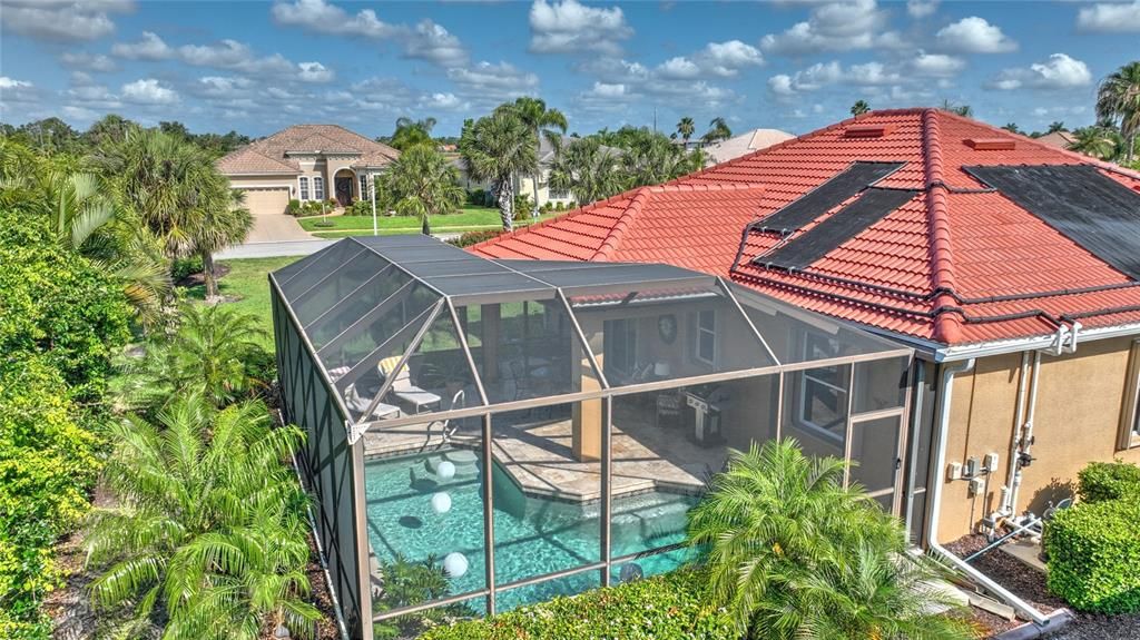 Solar panels provides perfect temperatures for the in-ground pool.