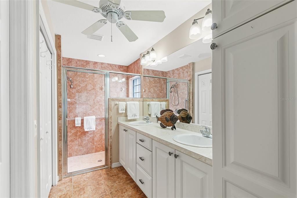 MASTER BATHROOM WITH DULA SINKS & LARGE SHOWER