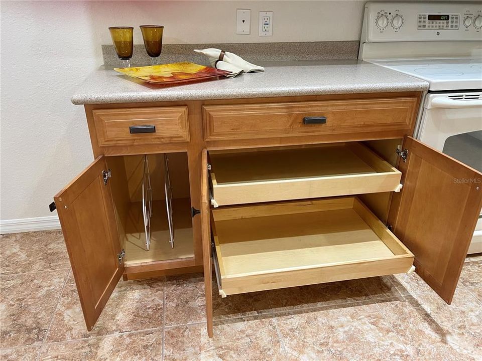 EASY TO USE TRAY CABINET AND PULLOUTS!