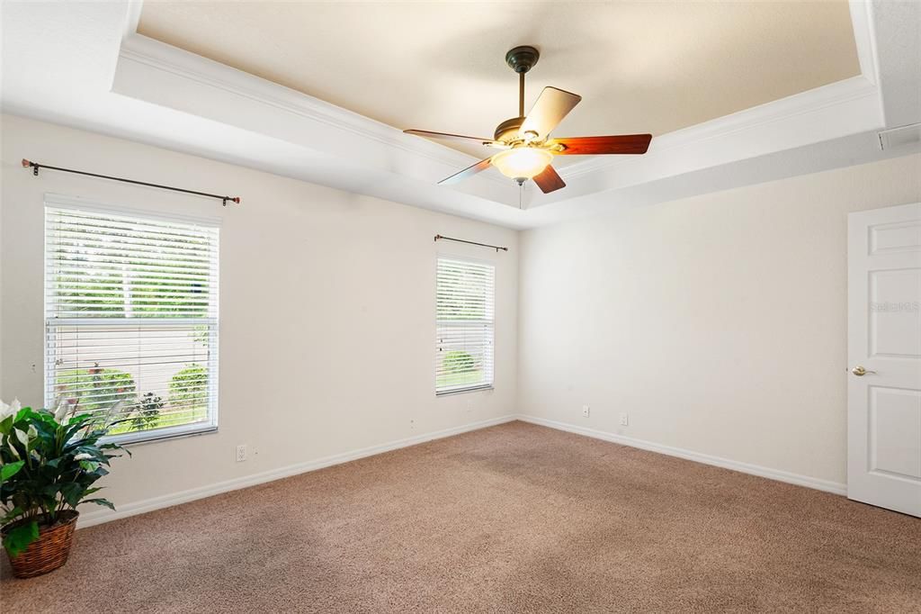 SPACIOUS MASTER BEDROOM SUITE WITH BOX RECESSED CEILING & CROWN MOLDING