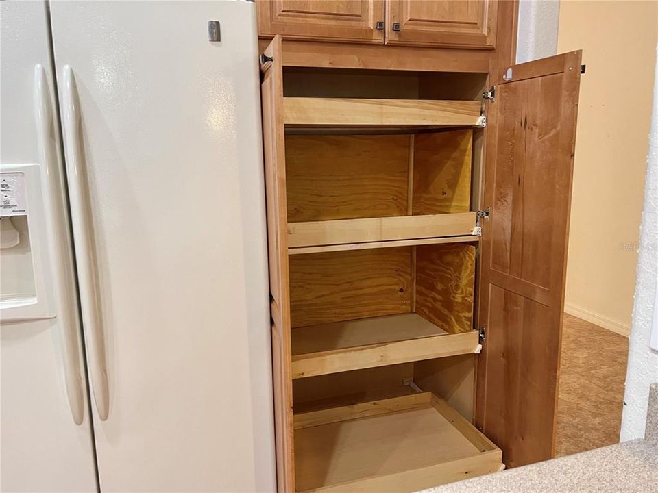 PANTRY CABINET HAS EASY TO USE PULLOUTS!