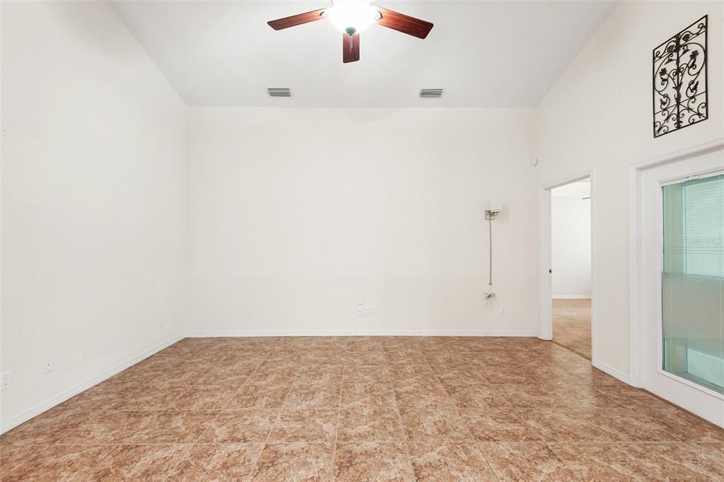 VIEW OF FAMILY ROOM FROM KITCHEN