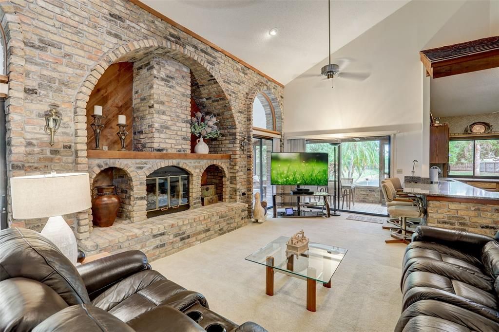 Family Room w fireplace and pass through to kitchen