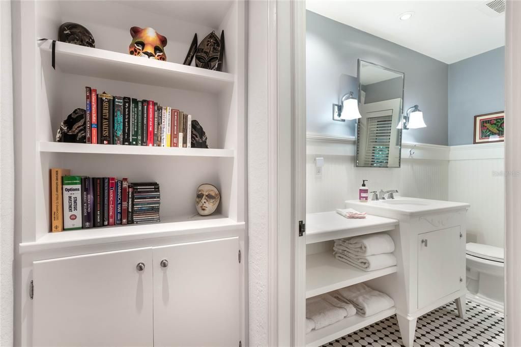 Bookcase/Shelving off Guest Bath Hallway
