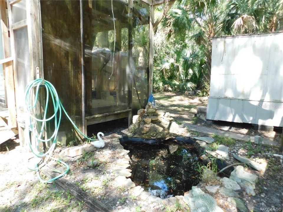 Garden pond with water feature