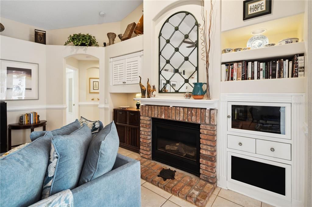 Natural Gas Brick Fireplace in Family Room