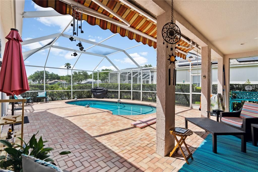 Salt Pool with Paved Deck, Screened Lanai and Retractable Awning