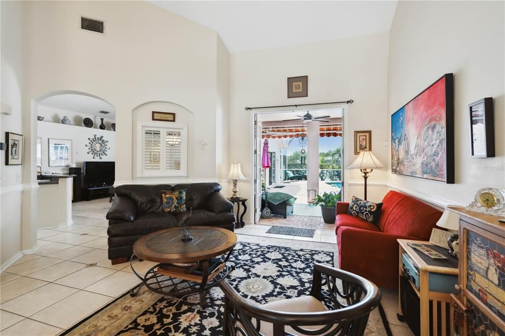 Entryway leads to Living Room with French Doors to Lanai