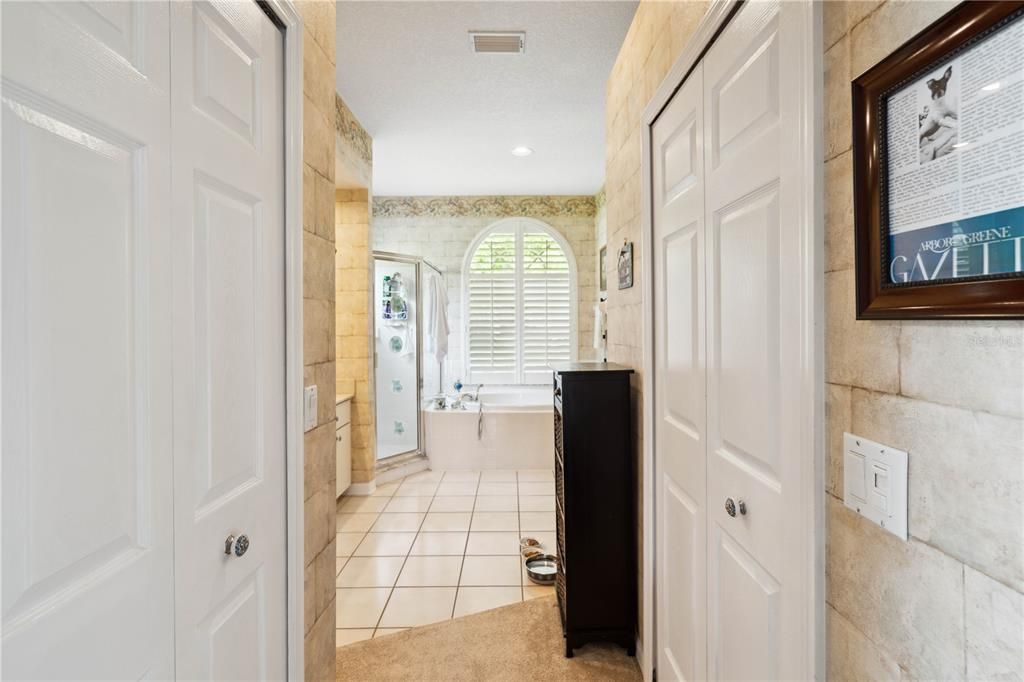 Hall to Primary Bath, Walk-in Closets