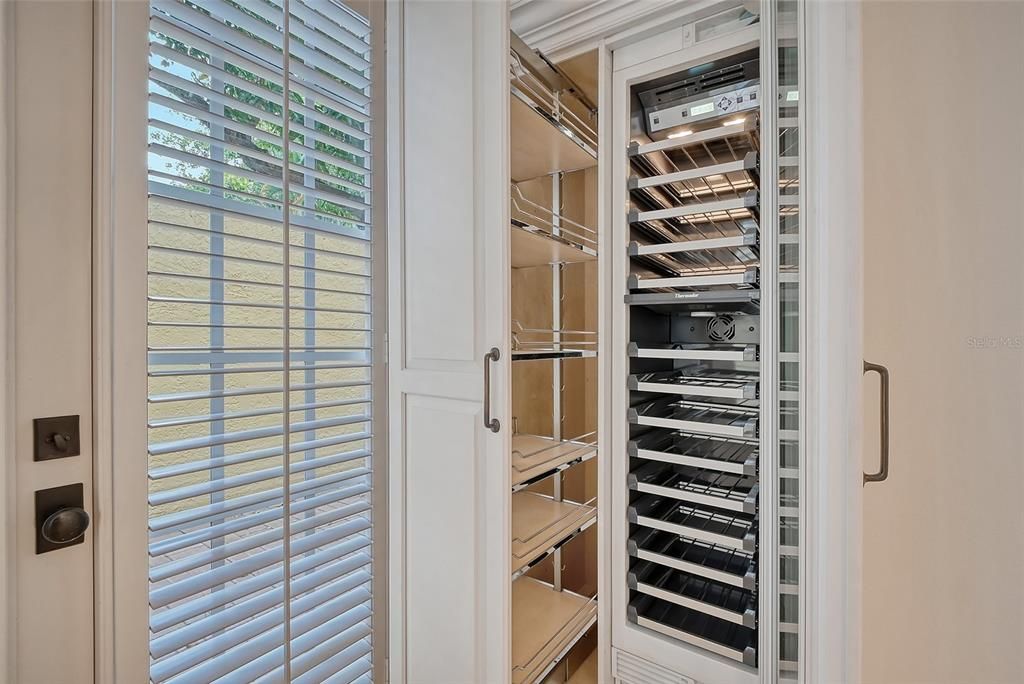 built-in wine refrigerator & storage
