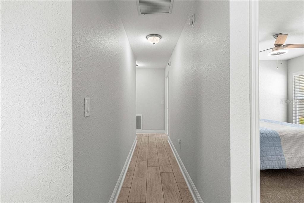 Hallway with guest bedrooms
