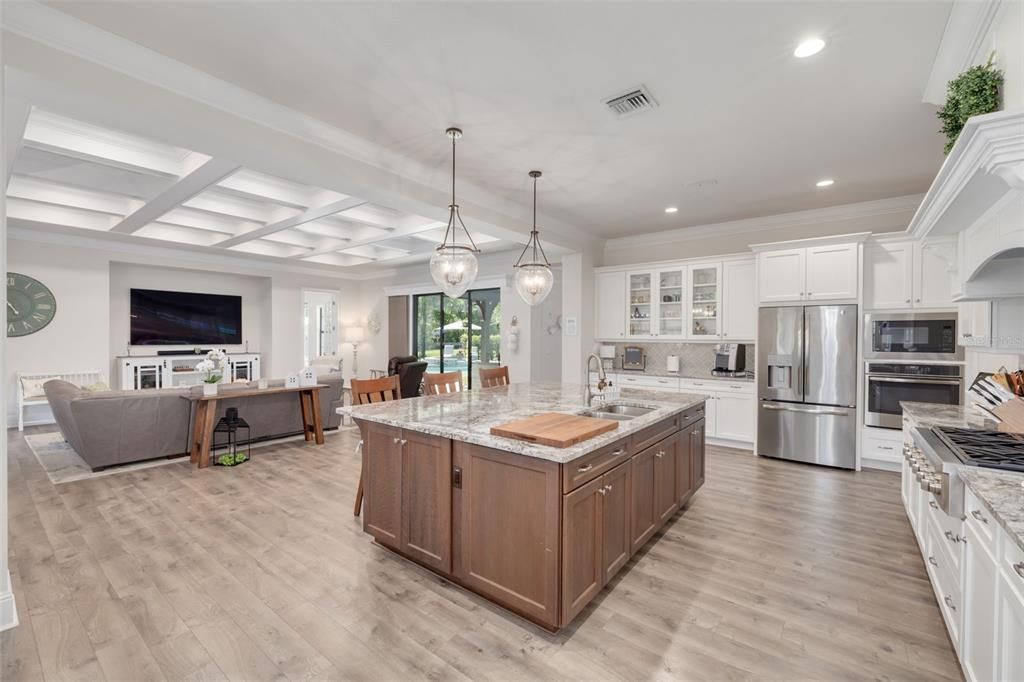 large kitchen island with storage on all sides