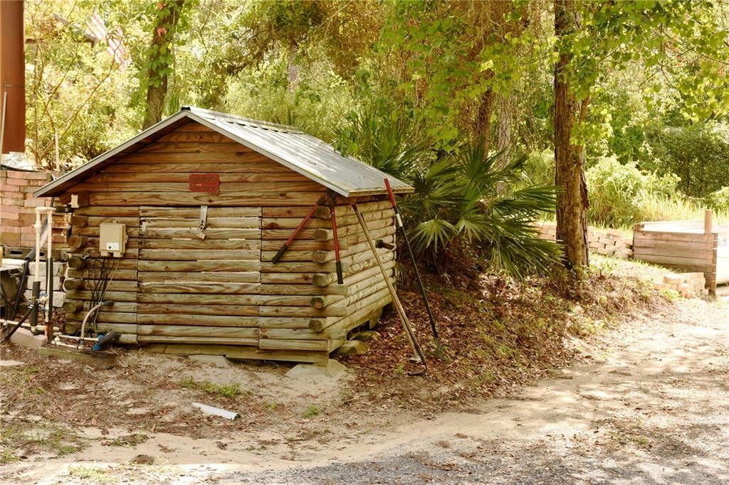 Shed that houses power boxes from windmill