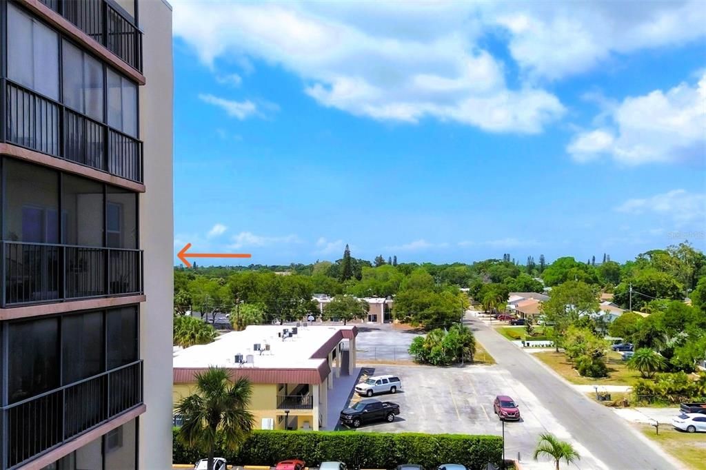 Unit 601 faces quieter 25th St W; looking north -> downtown Bradenton