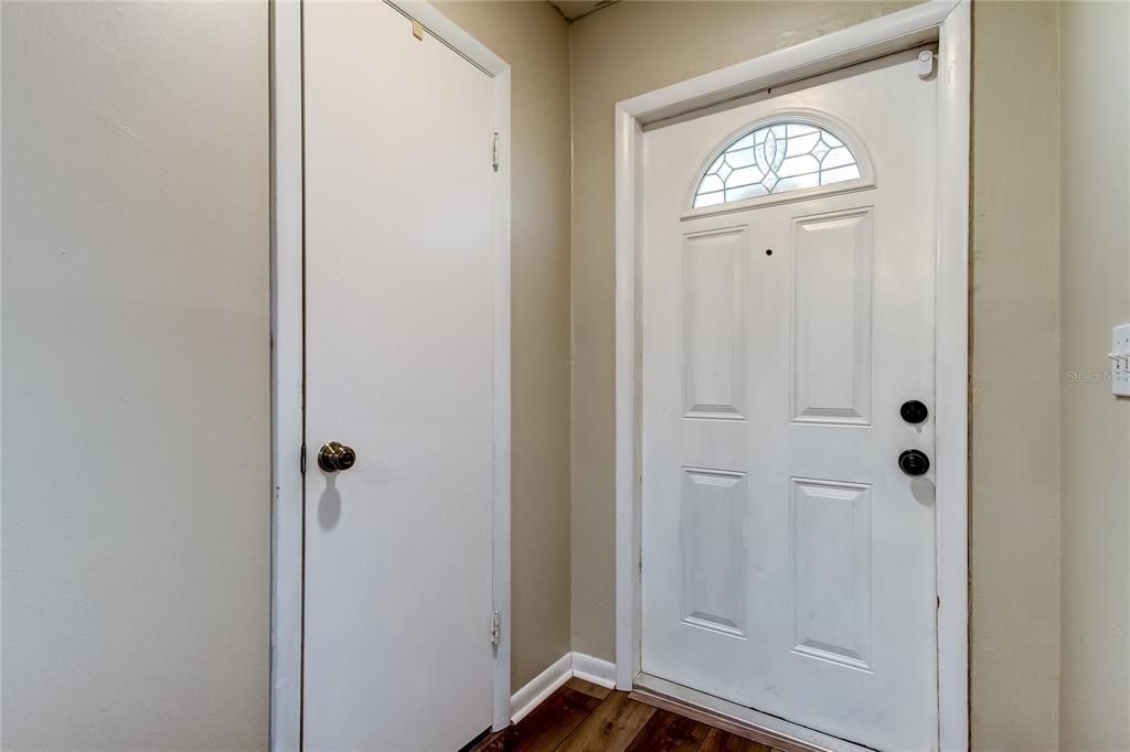 front entry with coat closet