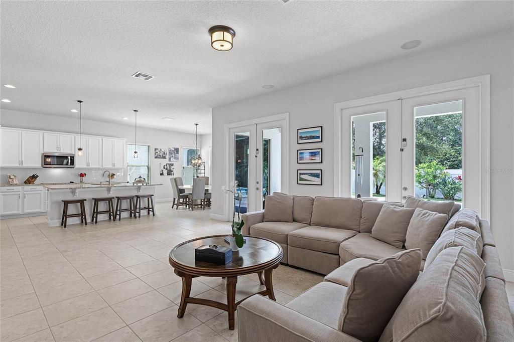 another angle of the family room with an easy access to the pool