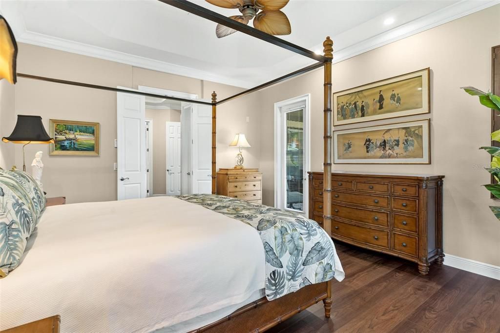 View from Master Bedroom with Double Door entrance that leads to Private Hallway and Walk-in Closets