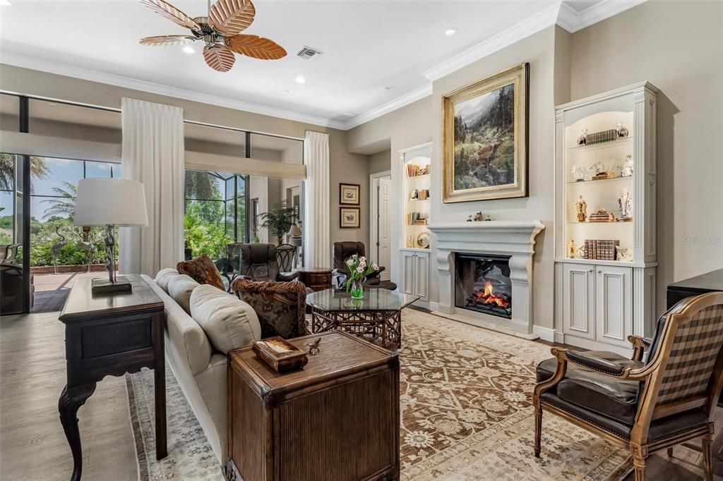 Great Room with Custom Shelving