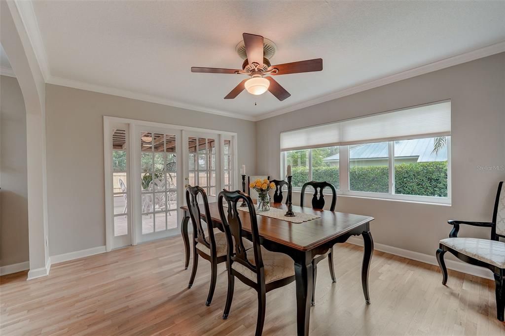 French doors to enclosed patio