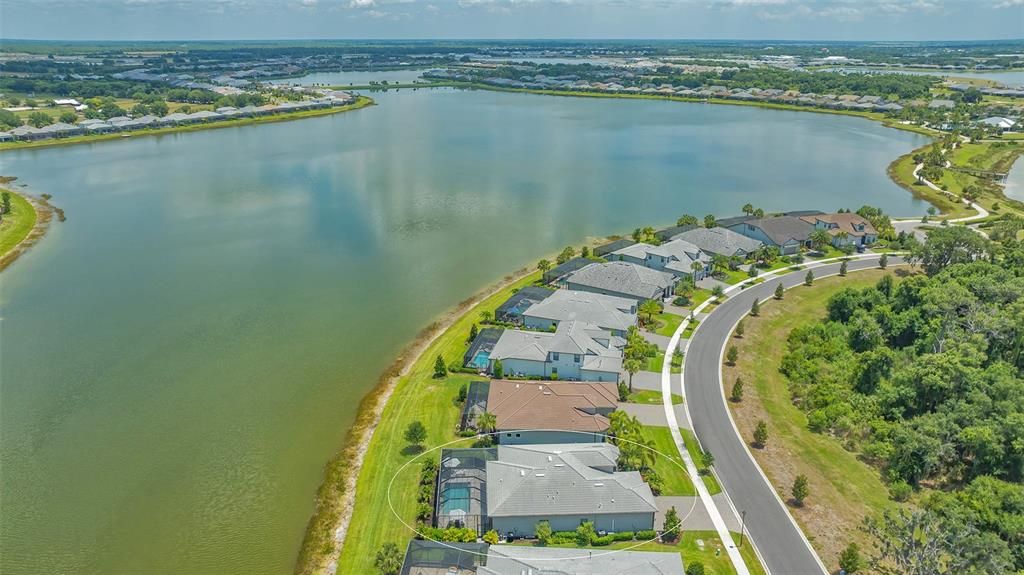 A birds eye view of your new home! A QUIET preserve on one side and a lake on the other!