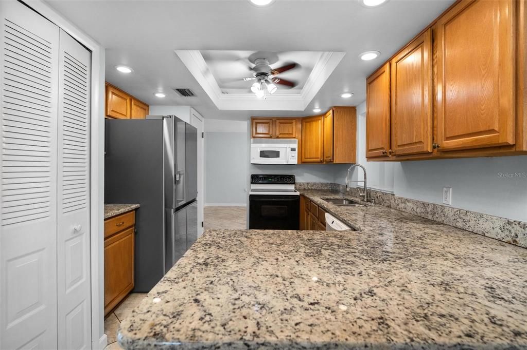 Wood cabinets and granite countertop