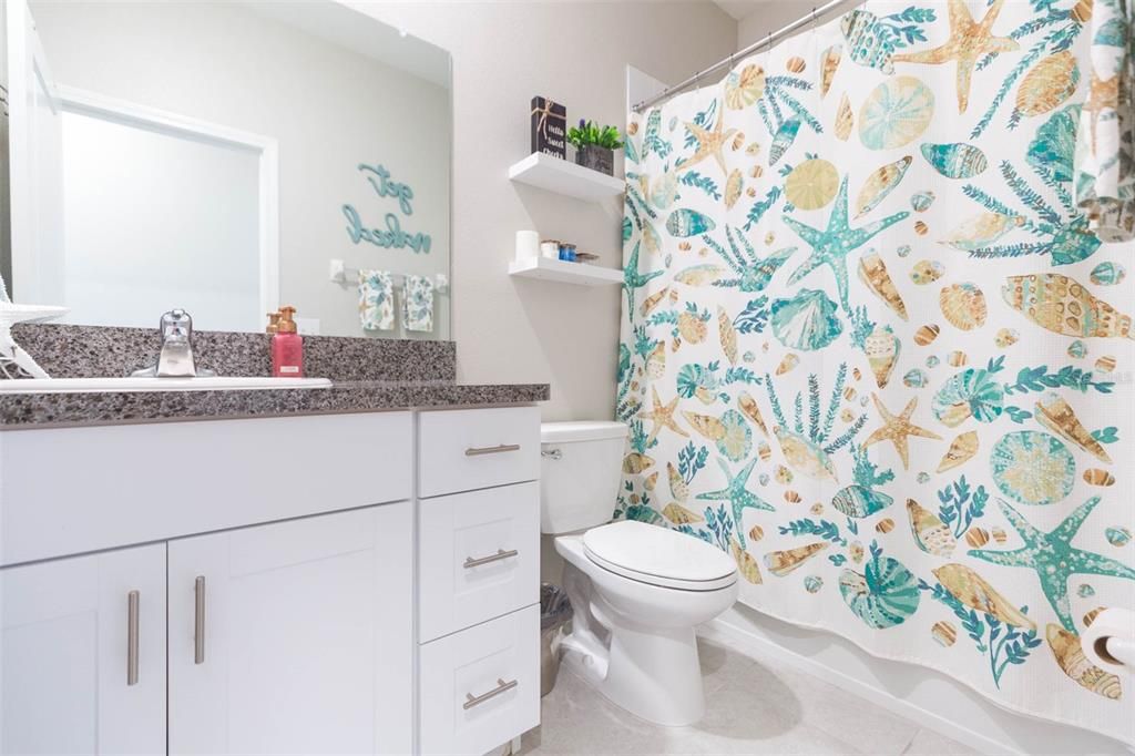 Guest bathroom is bright and cheery!