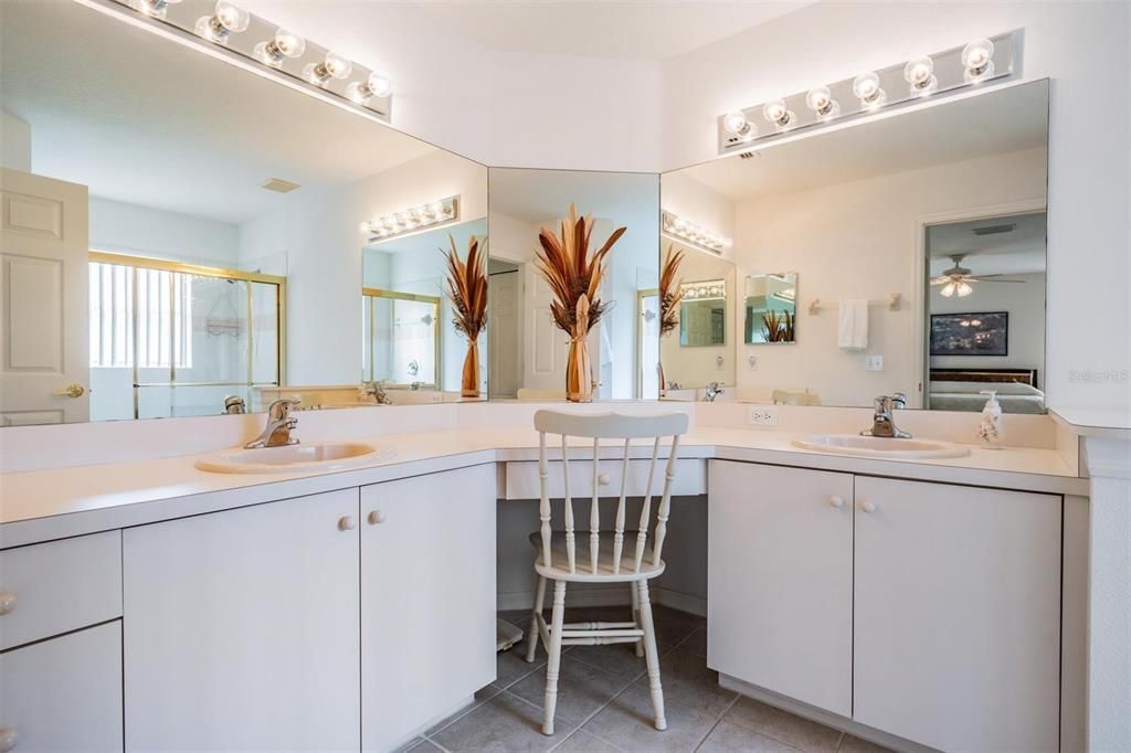 Master bathroom offers a double vanity for additional storage
