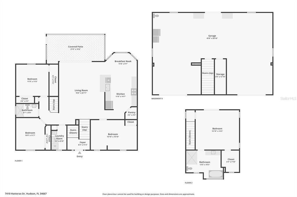 Floor plans for all three levels