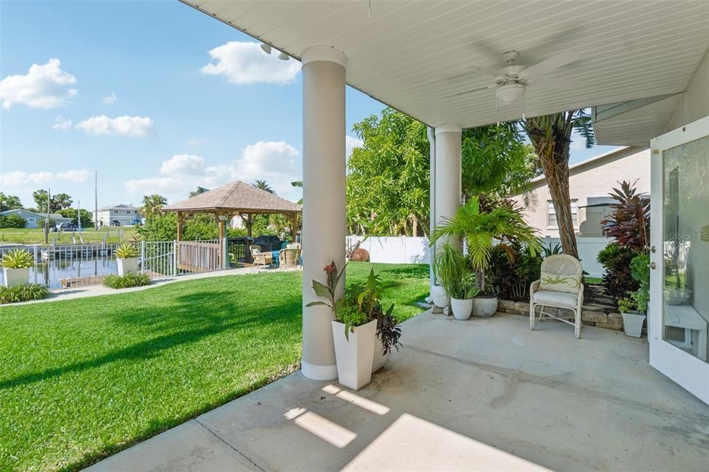 Back yard view from covered patio