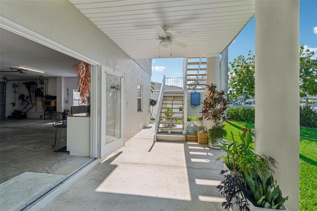 Covered patio leading to back yard