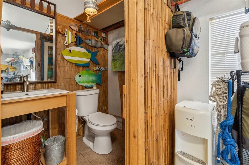 Tiki styled half bath