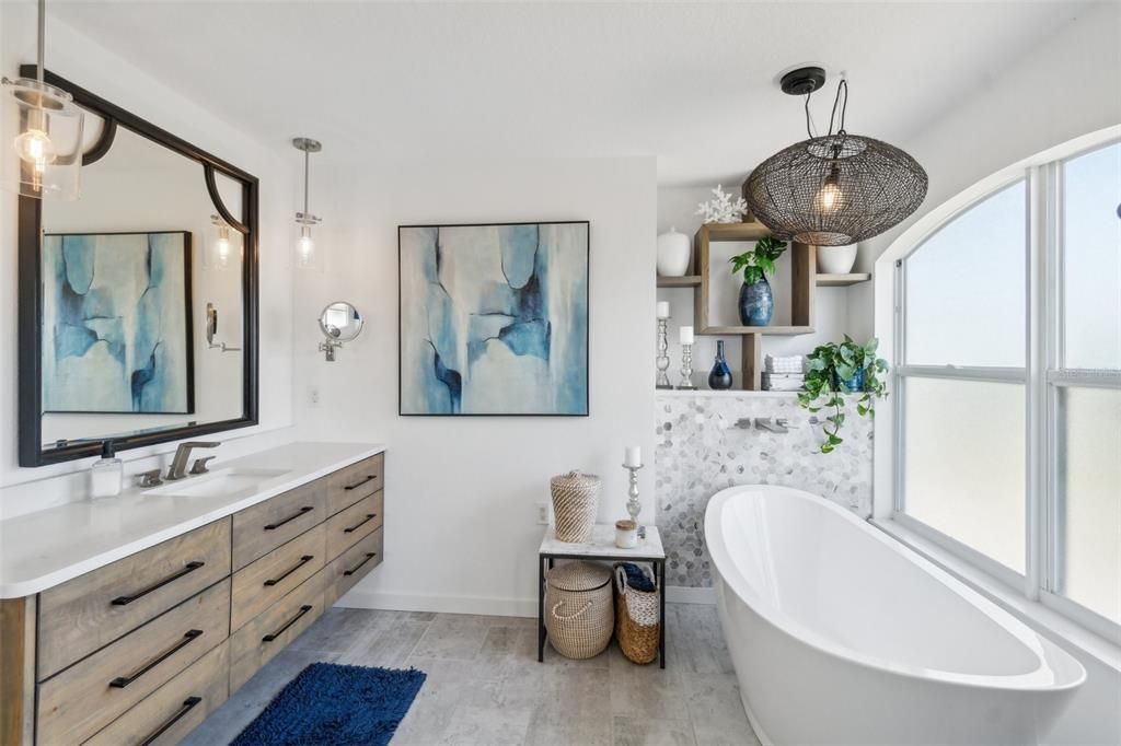 floating vanity with quartz top