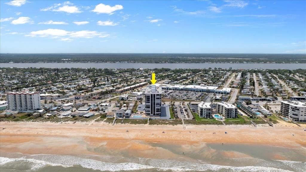 West aerial view of Gemini Condominium, Ormond Beach, Florida