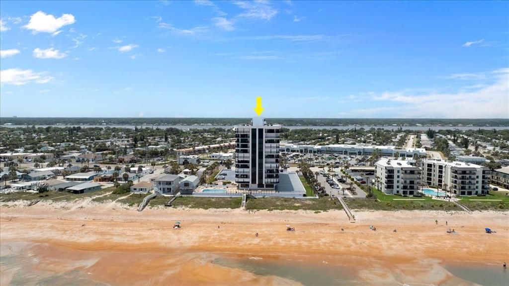 West aerial view of Gemini Condominium, Ormond Beach, Florida