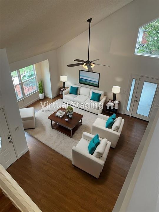 Great room virtually staged