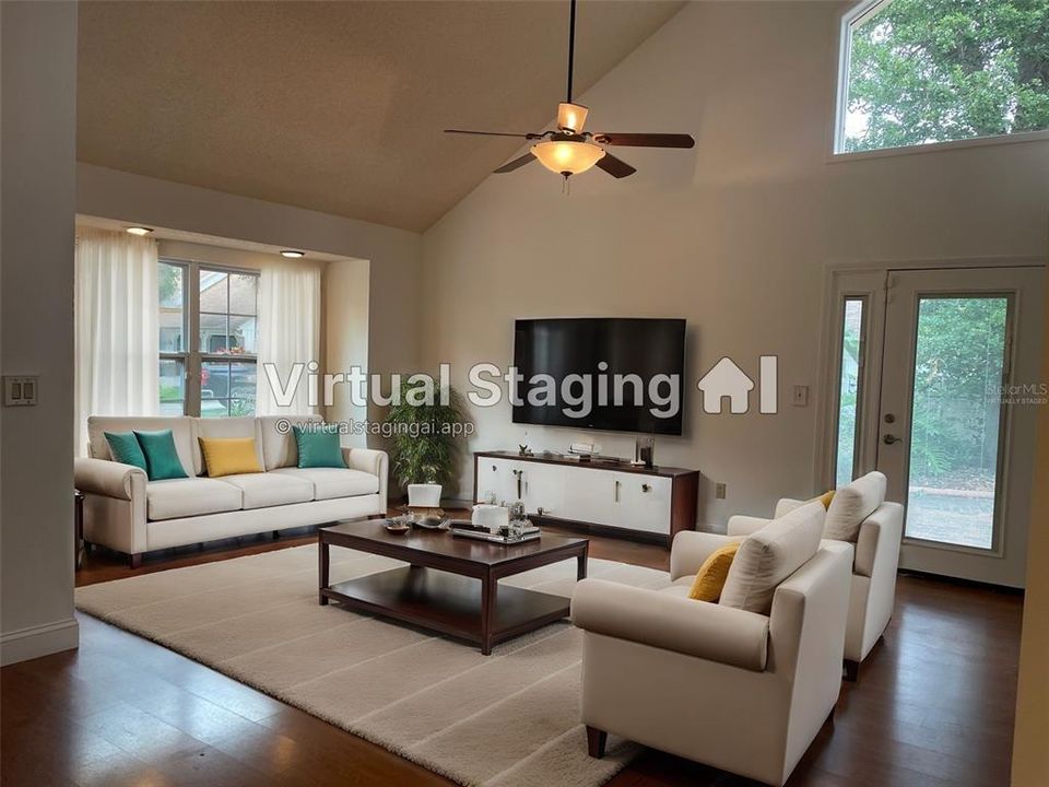 Great room virtually staged