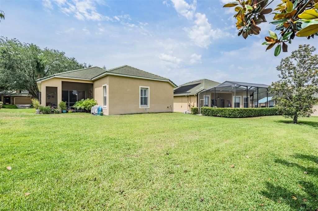 Large backyard easily accomodates extending lanai or adding a pool