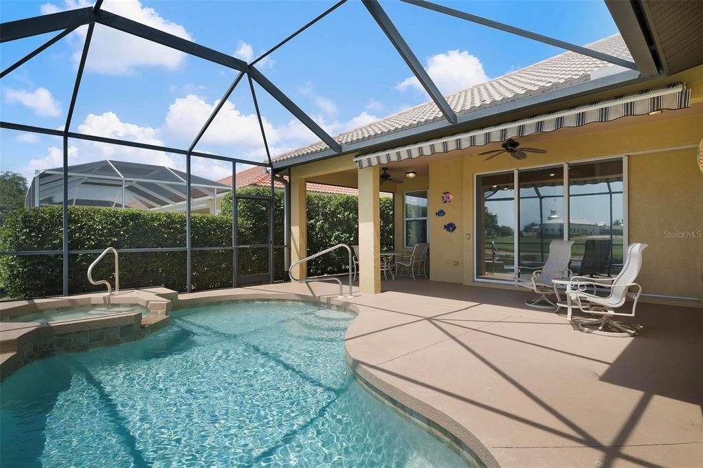 Pool, lanai with sunshield retractable awning
